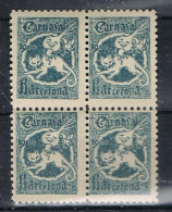 Bloque De 4 Viñetas BARCELONA, Carnaval 1900, Label, Cinderella Apeles Mestres ** - Variétés & Curiosités