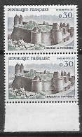 Variété Sur Le N° 1236 Réintry Impression De La Légende Au Dos De La Paire Neuve Sans Charnière - Unused Stamps