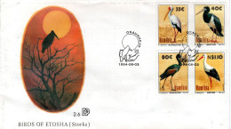 NAMIBIA  FDC,  Storks   /  NAMIBIE Lettre De Première Jour, Cicognes - 1994 - Storchenvögel