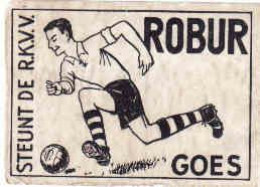 Dutch Matchbox Label, GOES - Zeeland, ROBUR - STEUNT DE R. K. V. V., Football, Holland, Netherlands - Boites D'allumettes - Etiquettes