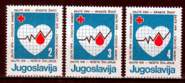 ⁕ Yugoslavia 1986 ⁕ Red Cross / Give Blood - Save A Life Mi.105-107 ⁕ 3v Unused - Liefdadigheid