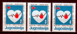 ⁕ Yugoslavia 1986 ⁕ Red Cross / Give Blood - Save A Life Mi.105-107 ⁕ 3v Unused - Wohlfahrtsmarken