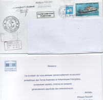 Enveloppe Terres AUSTRALES   A Bord Du Dufresne Avec Tampons Et Missive De Ph  Folliot  Senateur - Cartas & Documentos