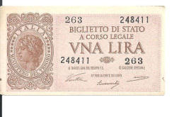 ITALIE 1 LIRE 1944 VF+ P 29 A - Regno D'Italia – 1 Lira