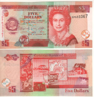 BELIZE  5 Dollars  P67e (dated 1st. November 2011 Queen Elizabeth -  Map Of St. George's Caye, Coffin Of Thomas Potts) - Belize