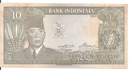 INDONESIE 10 RUPIAH 1960 AUNC P 83 - Indonésie