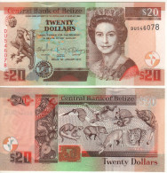 BELIZE  20 Dollars  P69f (dated 1st January 2017 Queen Elizabeth -  Vaious ANimals At Back)  UNC - Belice