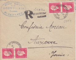 Lettre Rec. Provisoire Obl. St Sauveur En Pusaye Le 7/11/45 Sur 1f50 Dulac X 4 N° 691 (tarif Du 1/3/45) Pour Auxerre - 1944-45 Marianne (Dulac)