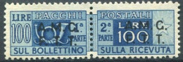 TRIESTE A 1947-48 PACCHI POSTALI SU 2 RIGHE 100 LIRE ** MNH - Paquetes Postales/consigna