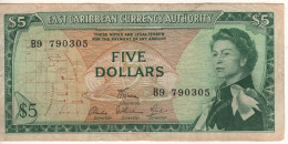 EAST CARIBBEAN  $ 5   P14e   ( ND - 1965 )    Elizabeth II  + Coastal Scene At Back - Oostelijke Caraïben