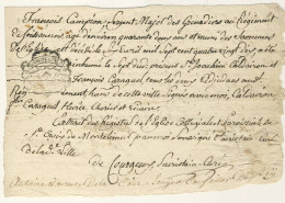 (C11) CACHET GENERALITE GRENOBLE SUR CERTIFICAT DECES SERGENT MAJOR GRENADIER 1790 MONTELIMAR - Cachets Généralité