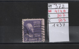 PRIX FIXE Obl 372 YT 414A MIC 807 SCO 803 GIB Thomas Jefferson 1938 Etats Unis 58A/02 - Perforés