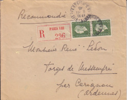 Lettre Recommandée Obl. Paris VIII Le 8/11/45 Sur 3f Dulac X 2 N° 694 (tarif Du 1/3/45) Pour Carignan - 1944-45 Marianne De Dulac