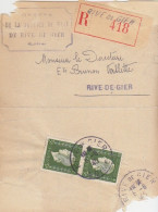 Lettre Recommandée Du Greffe Obl. Rive De Gier Le 6/6/45 Sur 3f Dulac X 2 N° 694 (tarif Du 1/3/45) Pour Rive De Gier - 1944-45 Marianne Of Dulac