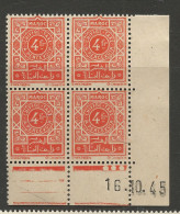 MAROC TAXE N° 50 Coin Daté 16/10/45 NEUF** SANS CHARNIERE  / Hingeless  / MNH - Timbres-taxe