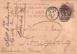 GREAT BRITAIN - POSTCARD ONE PENNY 1881 HULL - KÖNIGSBERG/DE / 5100 - Brieven En Documenten