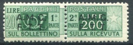 TRIESTE A 1947-48 PACCHI POSTALI SOP.TI SU DUE RIGHE 200 LIRE ** MNH - Postal And Consigned Parcels