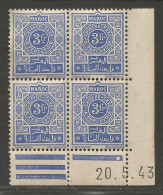 MAROC TAXE N° 49 Coin Daté 20/5/43 NEUF** SANS CHARNIERE  / Hingeless  / MNH - Timbres-taxe