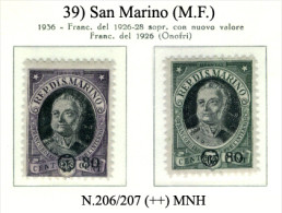 San-Marino-(M.F.)-0039 - 1936 - Sassone: N.206/207 (++) MNH - Ungebraucht