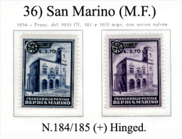 San-Marino-(M.F.)-0036 - 1934 - Sassone: N.184/185 (+) Hinged. - Ungebraucht