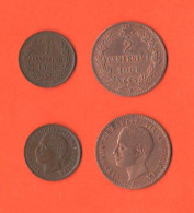 Italia Regno 1 + 2 Centesimi Cents 1905 King Vittorio Emanuele III° Italie Italy Copper Coin    ∇ 22 - 1900-1946 : Victor Emmanuel III & Umberto II