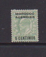 MOROCCO  AGENCIES     1907    5c  On  1/2d  Green    MH - Morocco Agencies / Tangier (...-1958)