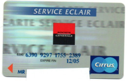 Service éclair Carte Bancaire De Retrait France Société Générale Bank Card Karte (D 995) - Geldkarten (Ablauf Min. 10 Jahre)