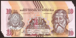 HONDURAS. 5 Pieces X 10 Lempiras 2016. UNC. - Honduras