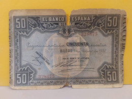 Antiguo Billete Banco De España Bilbao 50 Pesetas Año 1937 - 50 Pesetas