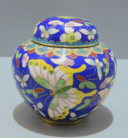 -JOLIE PETITE BOITE EMAUX CLOISONNES Décor PAPILLONS ASIE CHINE JAPON VITRINE     E - Arte Asiático