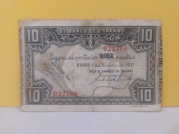 Antiguo Billete Banco De España Bilbao 10 Pesetas Año 1937 - 10 Peseten