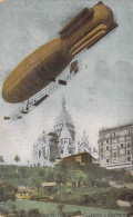 MILITARIA (Aviation) - DIRIGEABLE : Bon Plan Du Dirigeable " Ville De Paris " Au Dessus De Montmartre - CPA Colorisée - Materiale