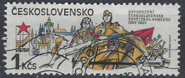 TCHECOSLOVAQUIE - 40e Anniversaire De La Libération Par L'armée Soviétique: Soldats, Jeune Fille Et Char - Used Stamps