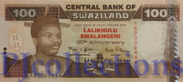 SWAZILAND 100 EMALANGENI 2004 PICK 33 UNC LOW & GOOD SERIAL NUMBER "AB0000444" - Swasiland