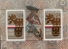 Czechia 2018, Coat Of Arms, 25 Years Of The Czech Republic, MNH S/S - Unused Stamps