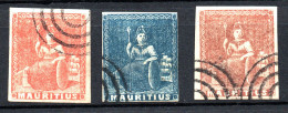 Timbres MAURITIUS - Année 1858   Yvert Tellier N° 14  15  16  Oblitérés - Maurice (1968-...)