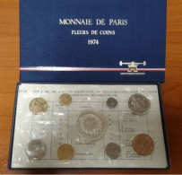 France Set Coins 1974 Coffret Francia Serie Zecca Parigi 9 Monete BU - BU, BE, Astucci E Ripiani