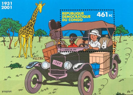 Democratic Republic Of Congo 2001, Tintin In DR Of Congo, MNH S/S - Neufs