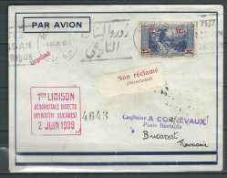 GRAND LIBAN  01/06/1939 1° Liaison Aéropostale Directe Beyrouth /Bucarest - Luchtpost