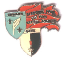 PO63 Pin's Pompier Cannes Metz Parcours Pour Une Sapeurs Pompiers écusson Blason Légion D'honneur Achat Immédiat - Pompiers