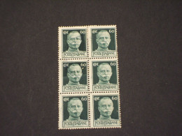 LUOGOTENENZA -1945 RE 60 C.blocco Di 6 - TIMBRATO/USED - Oblitérés