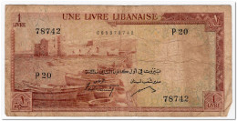 LEBANON,1 LIVRE,1952-64,P.55,CIRCULATED - Lebanon