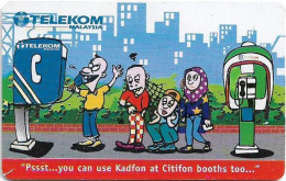 Malaysia - Kadfon (Chip) - Pssst….you Can Use Kadfon At Citifon Booths, Cartoon #2, Chip ODS4, 10RM, Used - Malaysia