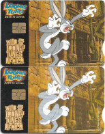 S. Africa - Telkom - Looney Tunes Bugs Bunny, 2 Cards (Different CN's Big & Small), Gem5 Red, 2003, 20R, Both Used - Sudafrica