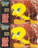 S. Africa - Telkom - Looney Tunes Tweety Bird, 2 Cards (Different CN's Big & Small), Gem5 Red, 2003, 20R, Both Used - Zuid-Afrika