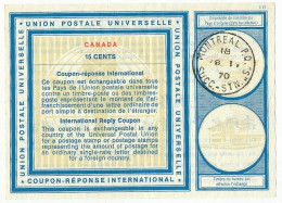 CANADA - COUPON REPONSE INTERNATIONAL. INTERNATIONAL REPLY COUPON. 15 CENTS. MONTREAL P.Q. - Antwoordcoupons