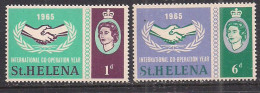 St Helena 1965 QE2 Set International Co-op Year MNH SG 199-200 ( D1104 ) - Saint Helena Island