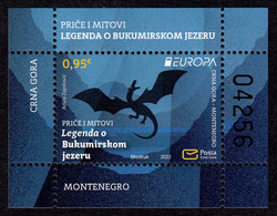 Montenegro 2022 Europa CEPT Stories And Myths Legend Of  The Bukumir Lake Dragon Fauna, Block Souvenir Sheet MNH - 2022