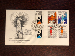 UNITED NATIONS UN UNO NY GENEVA VIENNA FDC 1981 YEAR DISABLED PEOPLE HEALTH MEDICINE - Lettres & Documents