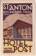 ANTIGUA ETIQUETA DEL HOTEL POST DE ST. ANTON (AUSTRIA) - Etiquettes D'hotels